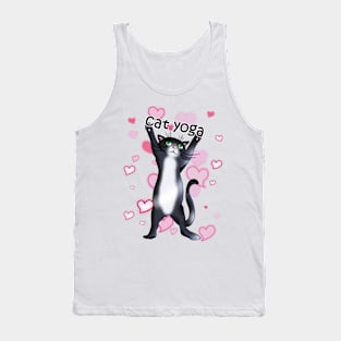 Black and white cat yoga time Tank Top